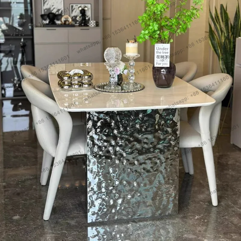 Acrylic Suspended Water Ripple Light Luxury Rock Slab Dining Table Cream Wind Small Apartment Modern Simple Household