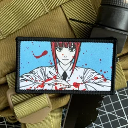 Makima Blood Morale Badge Anime Girl Eyes Character Patch Chainsaw Man Hook and Loop Printing Tactical Military Backpack Sticker