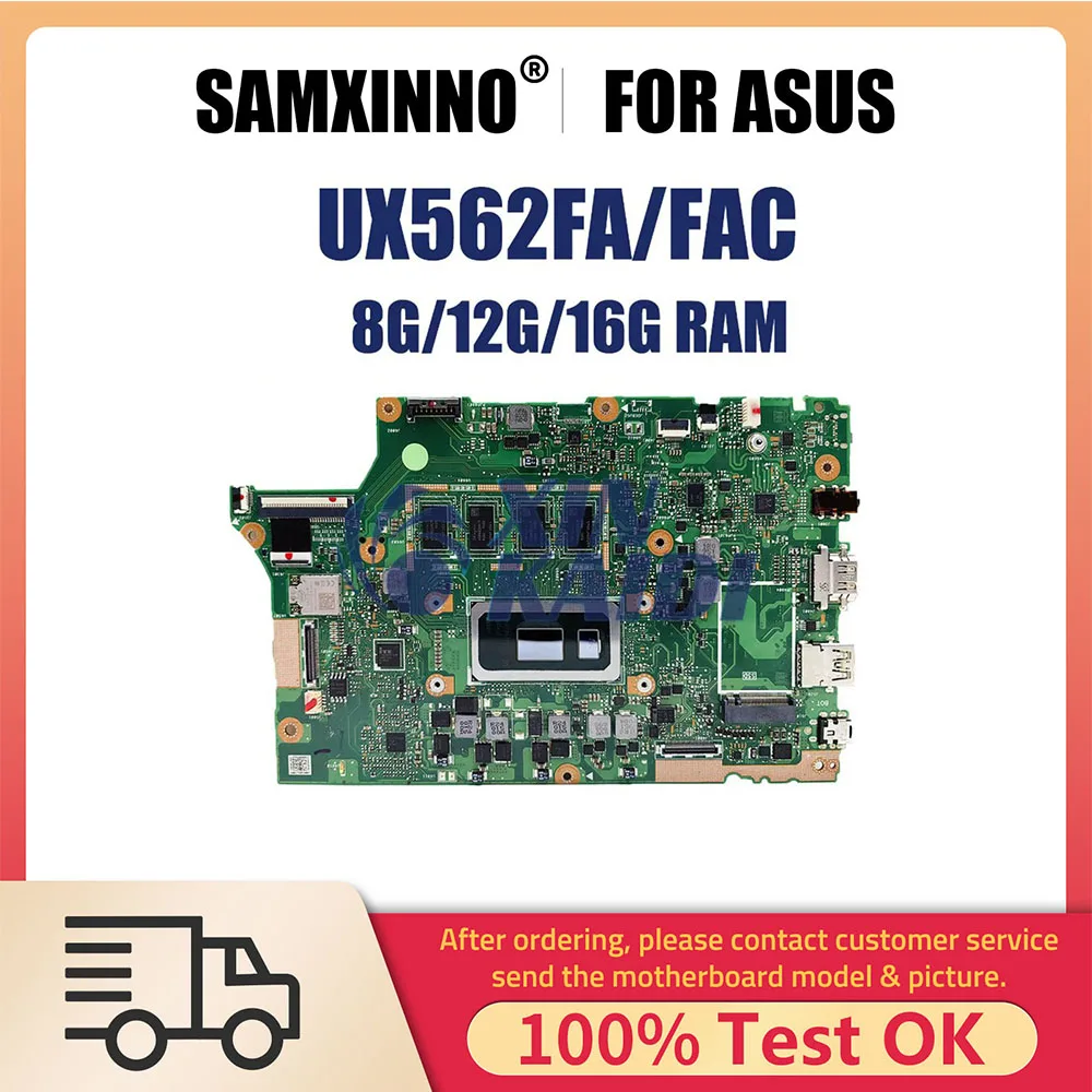 

Laptop Motherboard For ASUS ZenBook UX562FAC UX562F UX562FA Q526FA Q526FAC Notebook Mainboard I5 I7 CPU 8G 12G 16G RAM