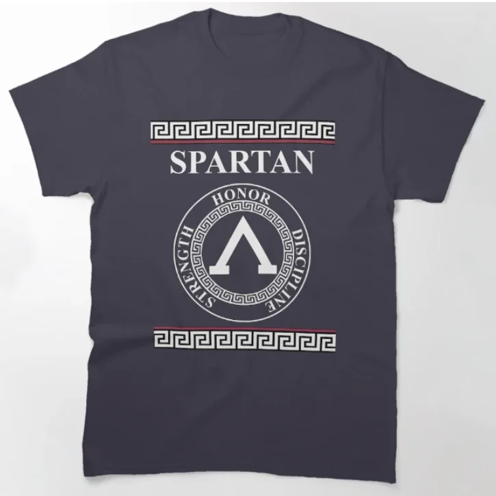 Ancient Greece Sparta Shield Symbol Spartan Warriors T-Shirt 100% Cotton O-Neck Short Sleeve Casual Mens T-shirt Size S-3XL