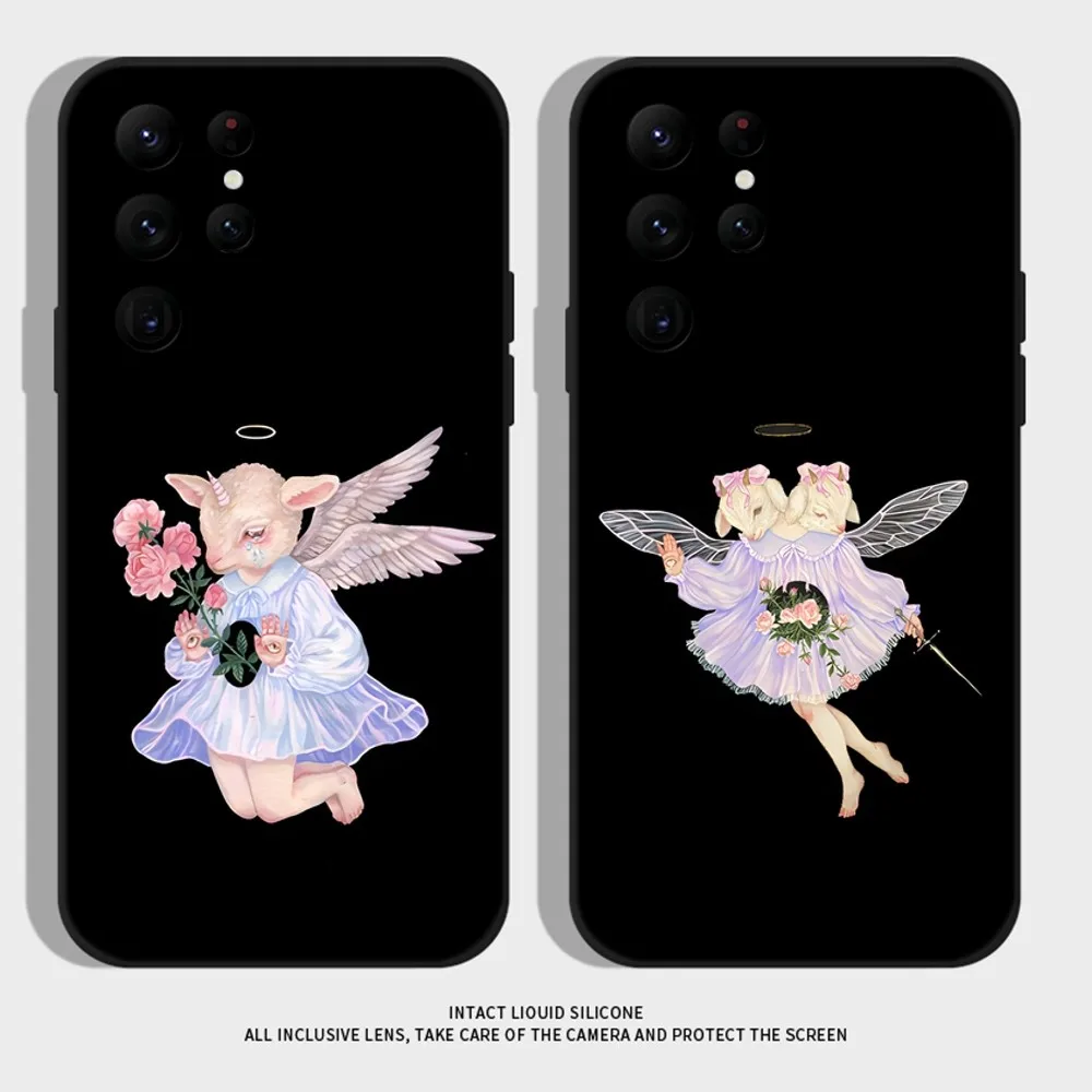 

Cute Lamb VERONICA STONE Art Phone Case For Samsung S24,S22 Ultra,S20,S30 plus,S22 plus,S23,S30 ultra 5G Silicone Cover