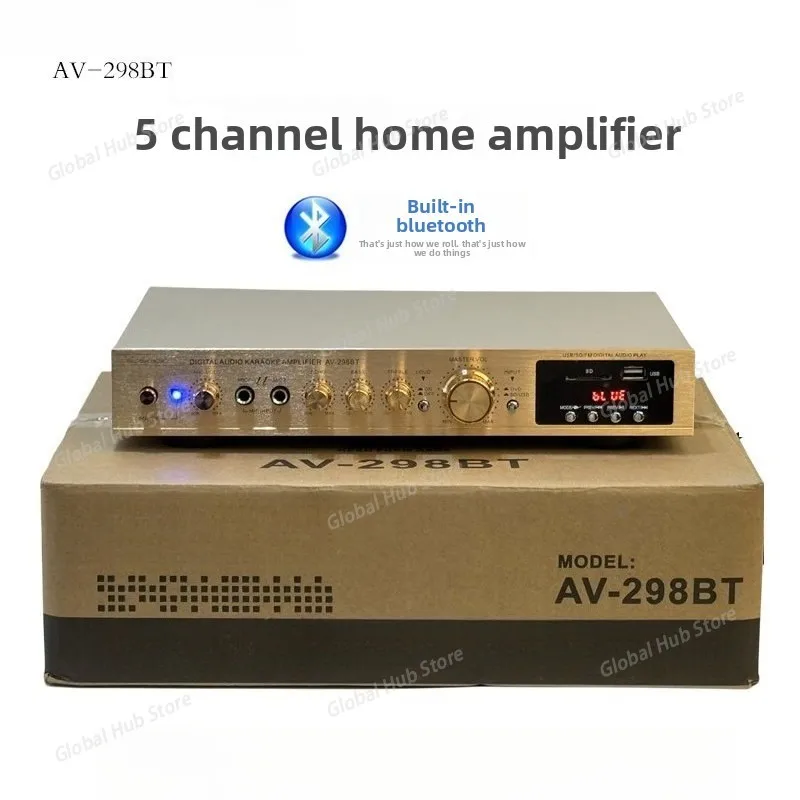 

5.1-канальный домашний усилитель Bluetooth с панелью из алюминиевого сплава, ультратонкий корпус, мощный домашний усилитель Bluetooth-радио