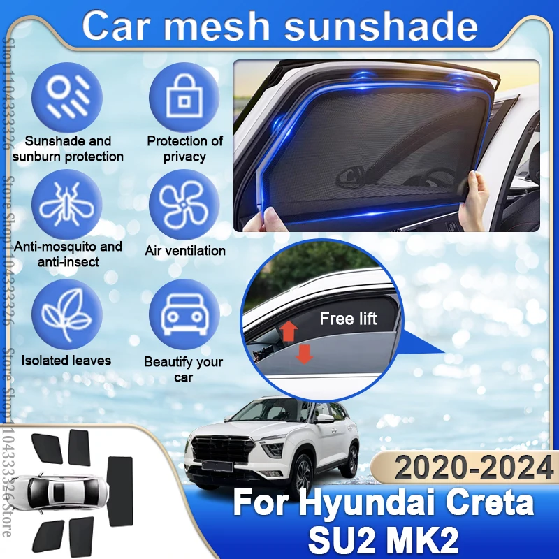 

Для Hyundai Creta SU2 MK2 2020 2021 2022 2023 2024 шторка на боковое окно с защитой от ультрафиолета солнцезащитный козырек шторка летние автомобильные аксессуары