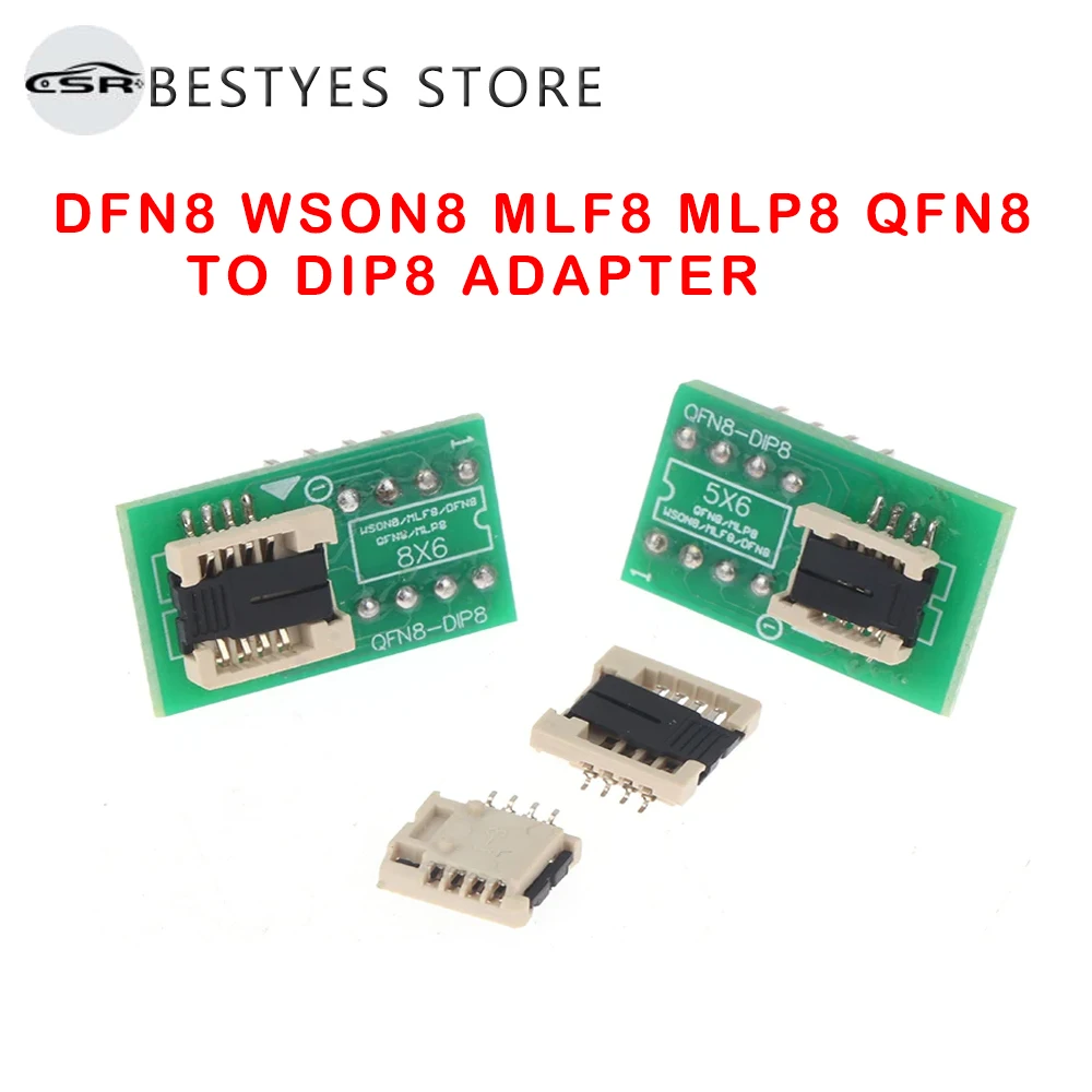 

DFN8 WSON8 MLF8 MLP8 QFN8 to DIP8 Adapter 6*5mm 6*8 IC Chips Socket For CH341A TL866ii Plus RT809H/F T48 T56 EZP2023 Programmer