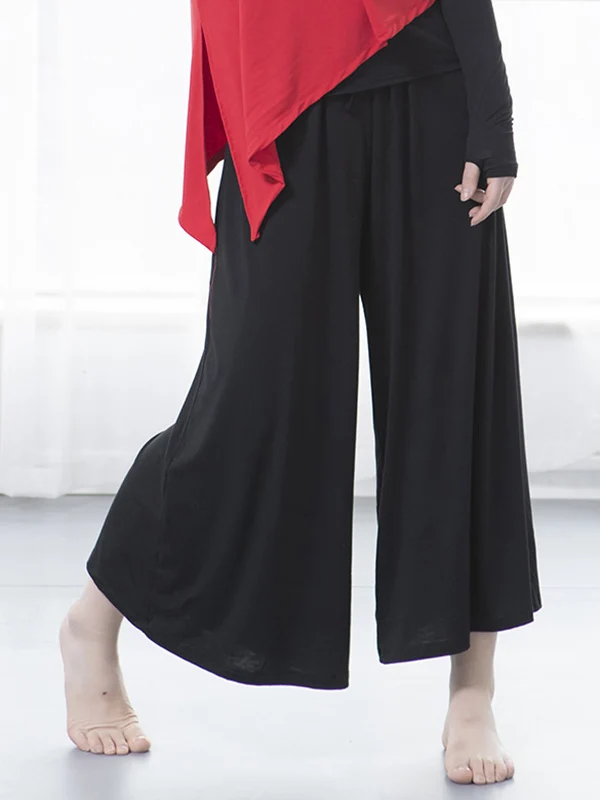 크리스마일 여성용 편안한 댄스 와이드 레그 팬츠 드레이프드 스트레치 루즈 솔리드 봄 여름 댄스 홈 캐주얼 릴랙스 여성 바지