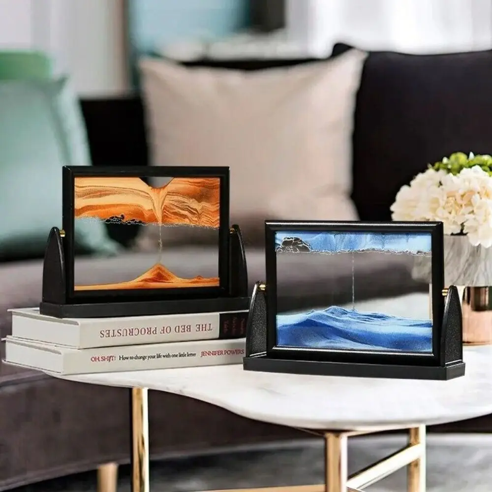 Image of Drehbares Bewegliches Sandbild Heimdekoration Weihnachtsgeschenk Glas-Quicksand-Gemälde Fließender Sand Sandlandschaften