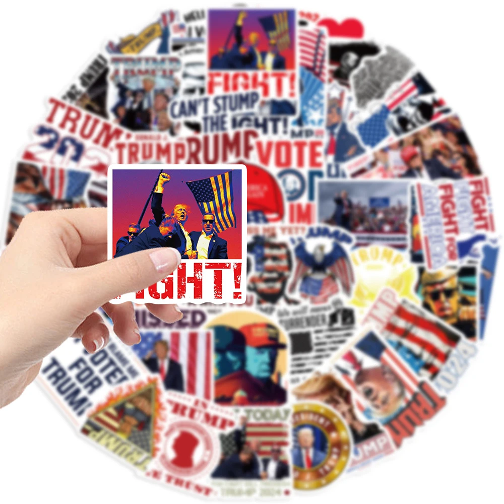 10/30/50pcs Funny 2024 Donald Trump Graffiti Stickers Cartoon Decals Laptop Motorcycle Travel Luggage Waterproof Sticker Kid Toy