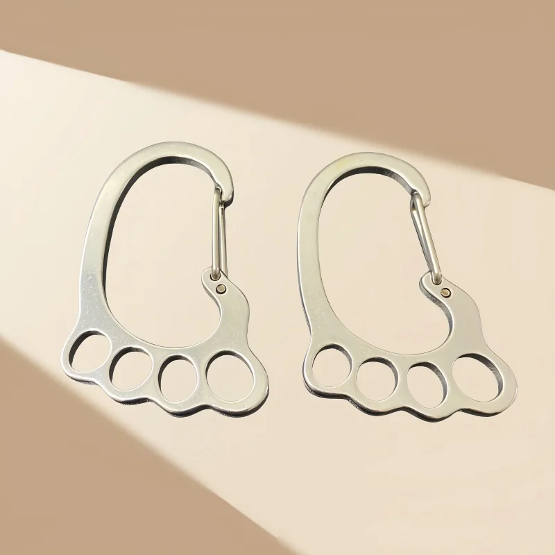 

Compact Footed Stainless Steel Keychain Buckle - Secure Waist Accessory Attachment Ring