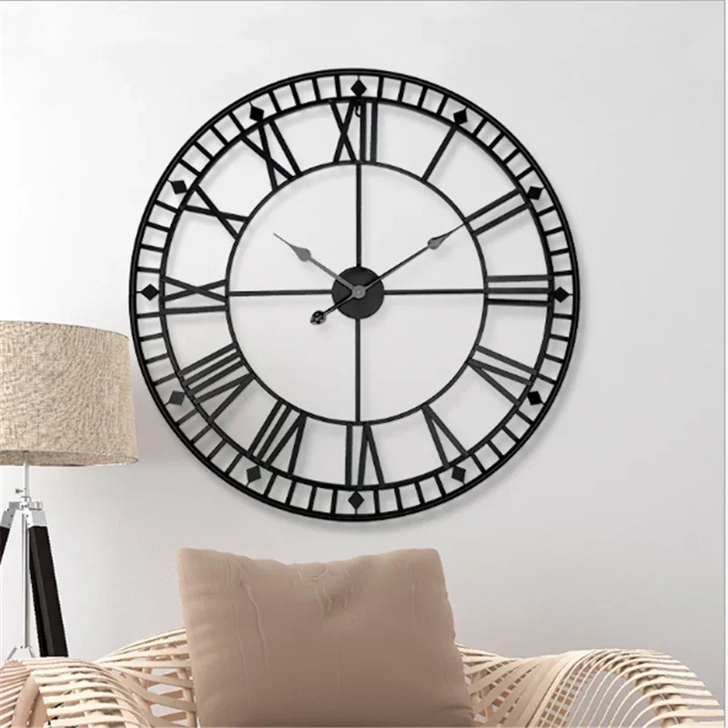 Vintage Industrial Style Wall Clock European Metal Roman Digital Home Wall Watch Living Room Office Bar Art Decoration Horologe