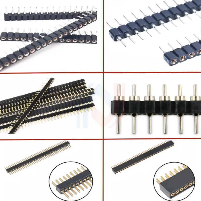 1x40P 1,27 mm 2,0 mm 2,54 mm Okrągły otwór Męski Blaszany Złoty Żeński Pin Header Jednorzędowy 0,1" Łamanie PCB IC Gniazdo tranzystora kryształowego