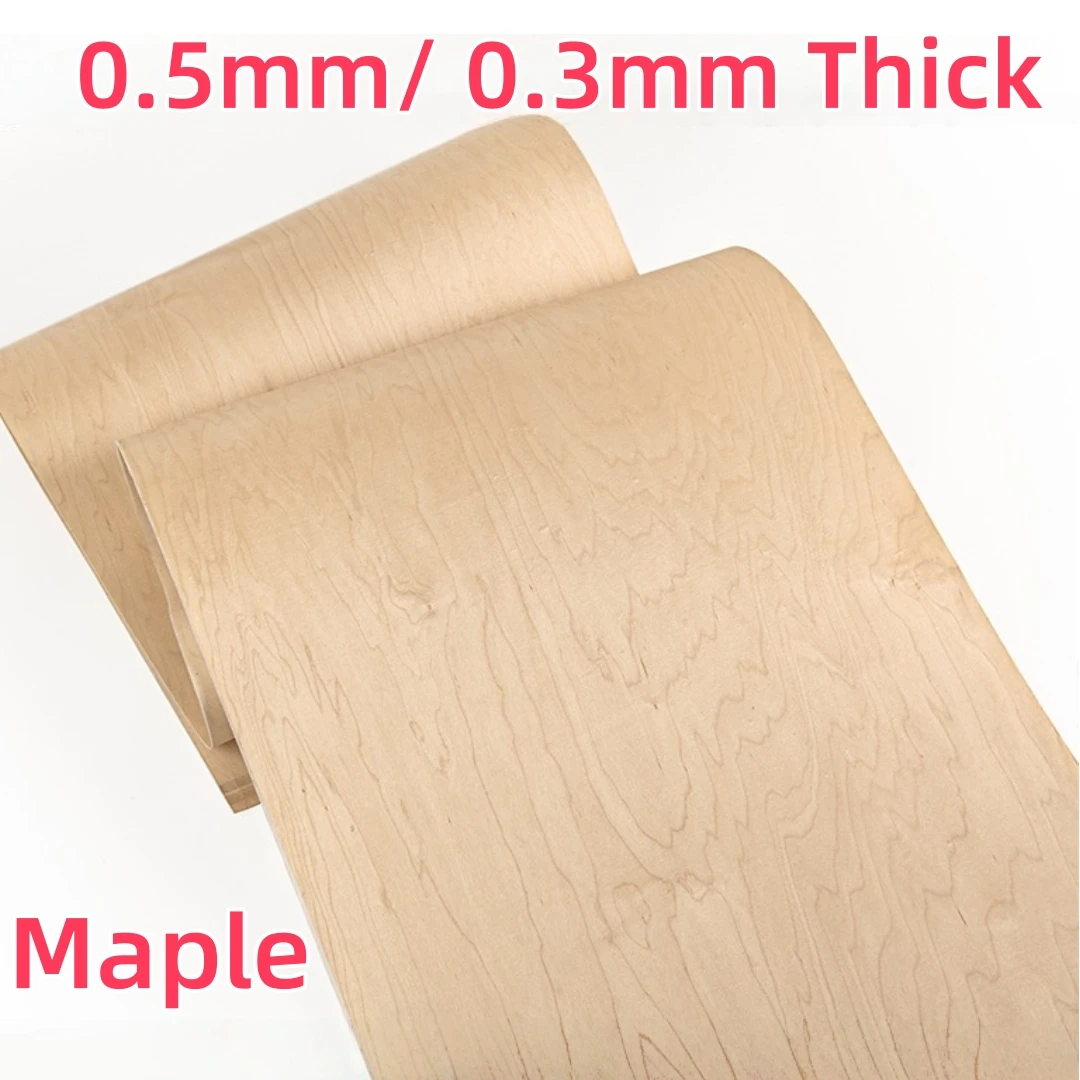 

58x250cm Natural Rotary Cut Maple Figured Wood Veneer For Guitar Piano Instrument Craft Decoration (0.5mm/0.3mm Thick)
