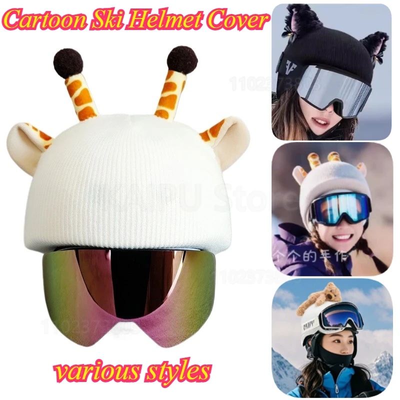 Lindo casco de esquí cubierta de sombrero de esquí de dibujos animados cubierta de casco de parapente apertura hombres mujeres modelos couvre casque ski