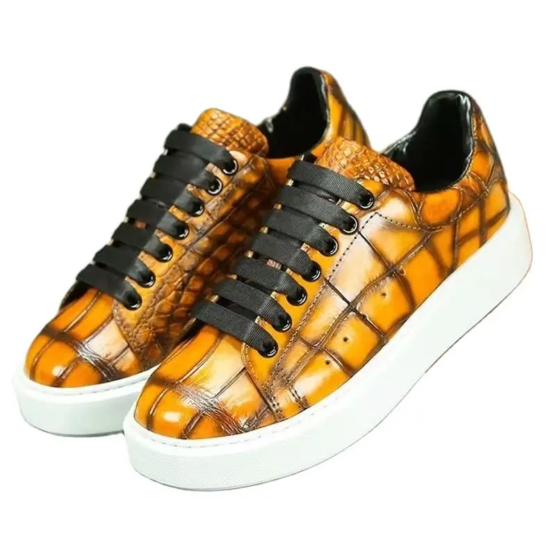 

2024 new arrival Fashion Crocodile Skin causal shoes men,male Genuine leather sneakers pdd510