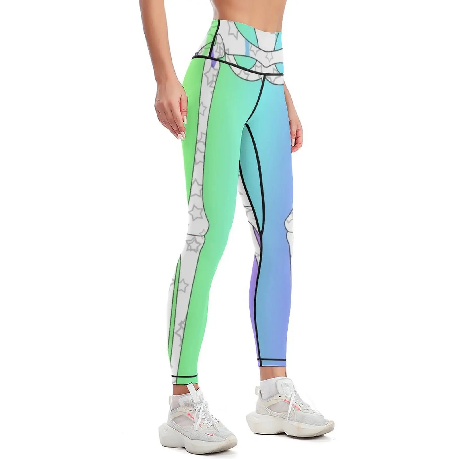 Pastel Rainbow Ribcage Alternate Leggings Sports female sports for Women's fitness Womens Leggings