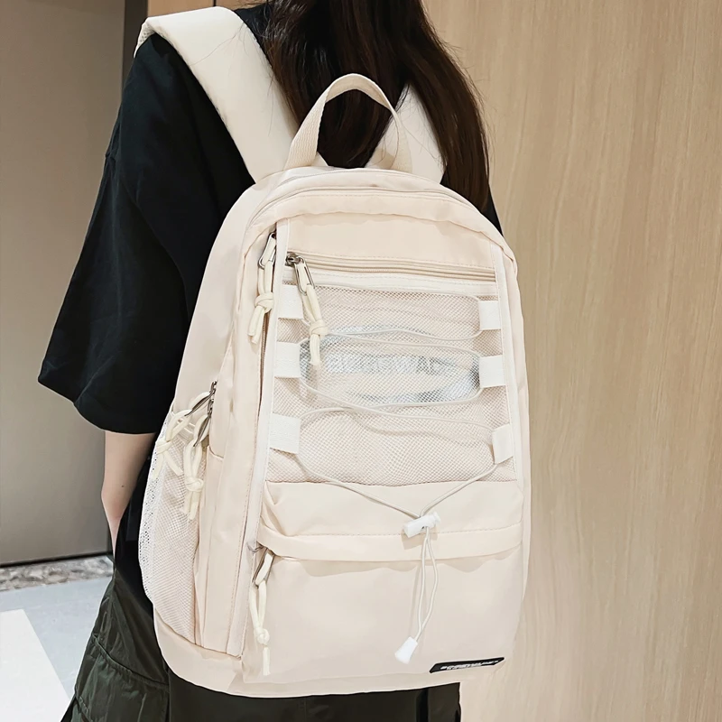 Fashion Transparent Net Women Backpack High Quality Waterproof Lovers Schoolbag Black White Teen Girls Students Shoulder Bag New