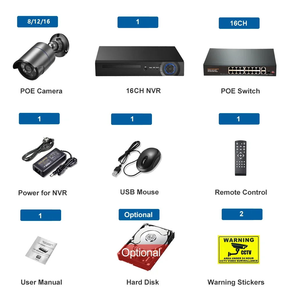 

Ultra HD 4K H.265 16CH 8MP POE Камера Полноцветная система ночного видения Обнаружение человека 4MP Аудио Набор наружного видеонаблюдения