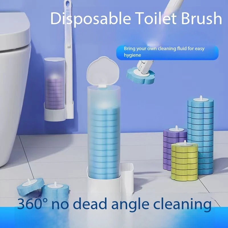 

Disposable Toilet Brush, Portable Cleaning Tool with Foam, Hygienic Household WC Cleaner Brush