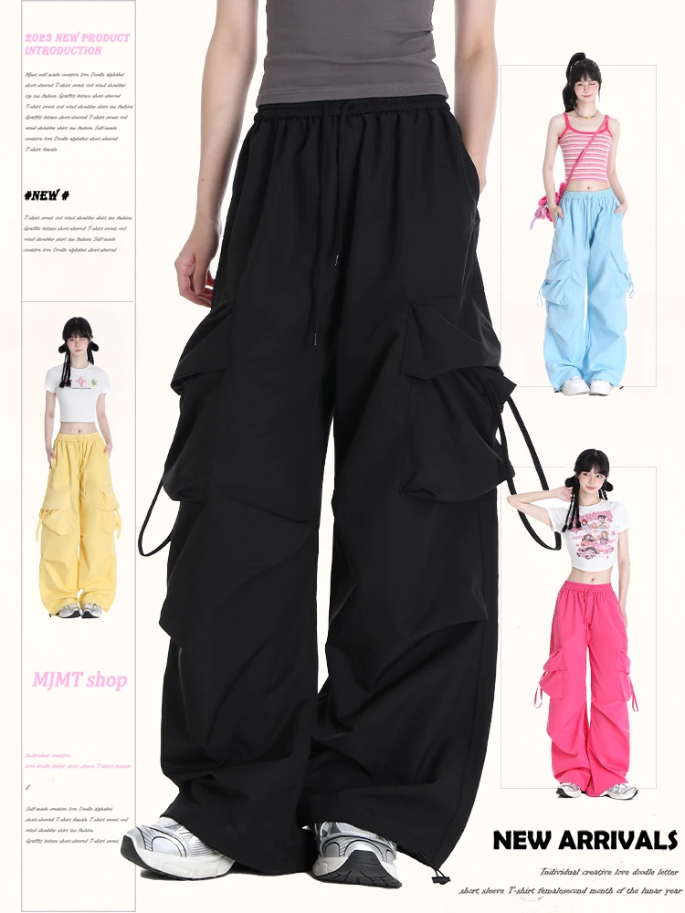 

Dopne Американские повседневные рабочие брюки Летние новые свободные широкие брюки Qui Dry Sport Длинные брюки Женские повседневные брюки из полиэстера...