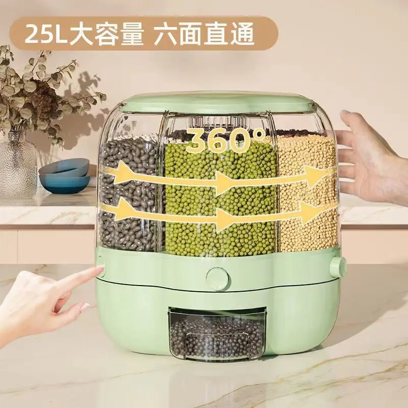 Moisture-proof and Insect-proof Home Rotatable Rice Bucket Large-capacity Thickened Sealed Grain Storage Kitchen Rice Box