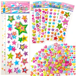 Random Heart Star Style Stickers 6/12 Sheets 3D Puffy Reward Sticker Notebook Decoration Birthday Festival Gift for Girl Boy ZYF