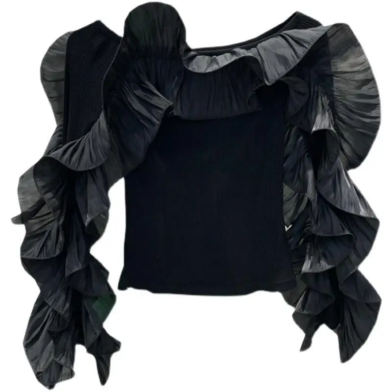 الربيع والخريف جديد واحد كلمة طوق المشاهير الرجعية المتخصصة تصميم الشعور فطر قصير ضئيلة محبوك سترة المرأة