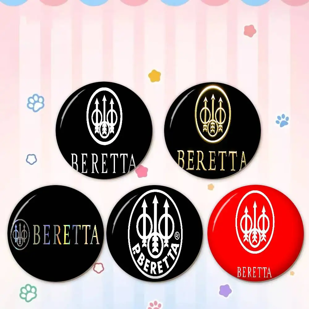 Gun B-Beretta Creative Pins Funny Faces Round Snap-in Brooch Badge Backpack Hat Accessories Jewelry Gifts