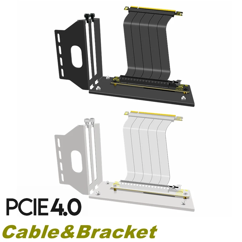 

Черно-белый вертикальный кронштейн для видеокарты PCI-E + кабель расширения GEN3 PCI-E 3,0 4,0 16X 10 ~ 100 см