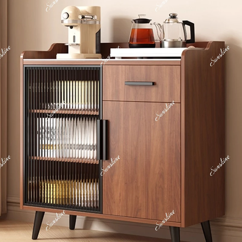 

Solid wood dining side, integrated storage against the wall, household living room kitchen cabinets, simple rock slab tea