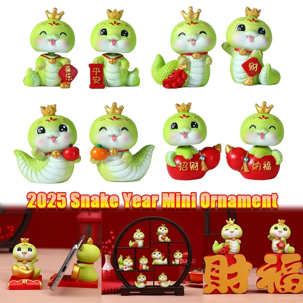 Mini 2025 Snake Year Ornament Resin Ornaments Car Dashboard Decoration Car Interior Decoration Shake Head Snake Micro Landscape