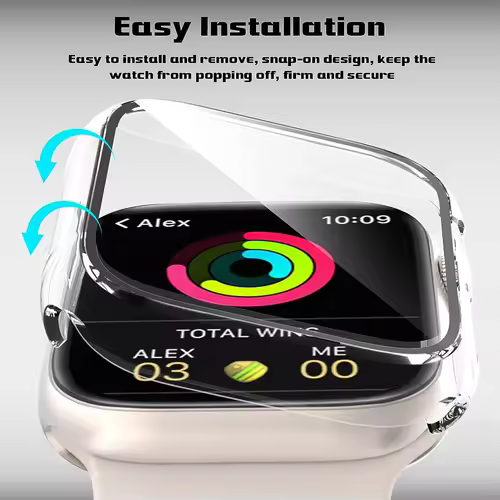 Tempered Glass+cover For Apple Watch 9 8 7 41mm 45mm 42mm 38mm PC bumper Screen Protector Case iWatch series 6 5 4 se 44mm 40mm - Image 3