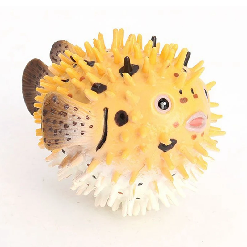 2X Pufferfish Figurine Realistic Plastic Wild Pufferfish Figurine Set For Collection Science Educational Prop