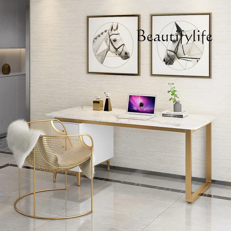 Modern minimalist marble desk and chair combination bedroom with drawers writing desk