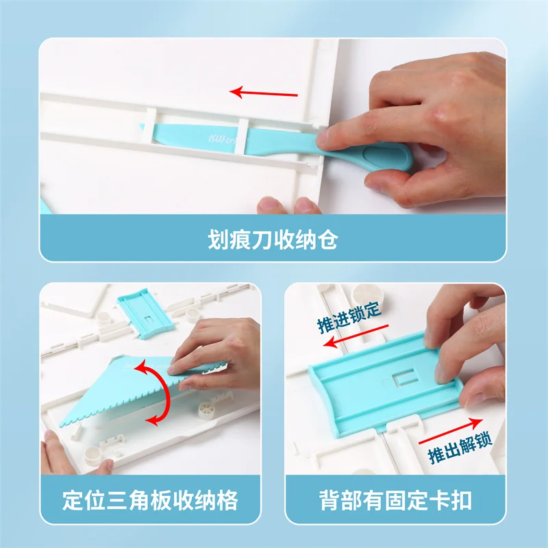 Multi-Purpose Scoring Board with Measuring Grid Paper Card Envelope Maker Embossed Lines Scrapbooking DIY Supplies Paper Cutter