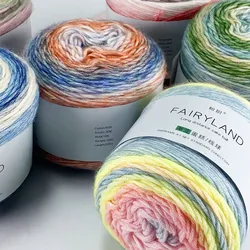 1PC Gradient Cake Thread Medium Thick Section Dyed Pure Cotton Wool Thread Wholesale Crochet Hand Woven Scarf Thread