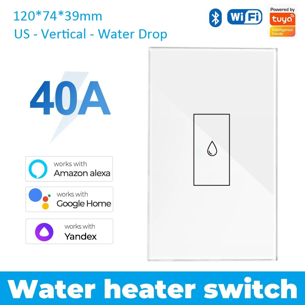 

Smart Life WiFi 40A Выключатель высокой мощности для котла, водонагревателя, кондиционера, управление приложением Tuya, работает с Alexa Google Home Alice