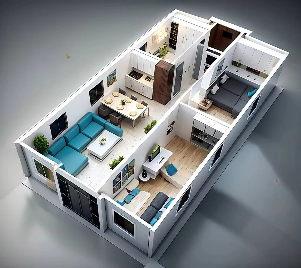 20 Fuß/30 Fuß/40 Fuß erweiterbares Containerhaus, abnehmbares mobiles Klapphaus, modulares vorgefertigtes Containerhaus