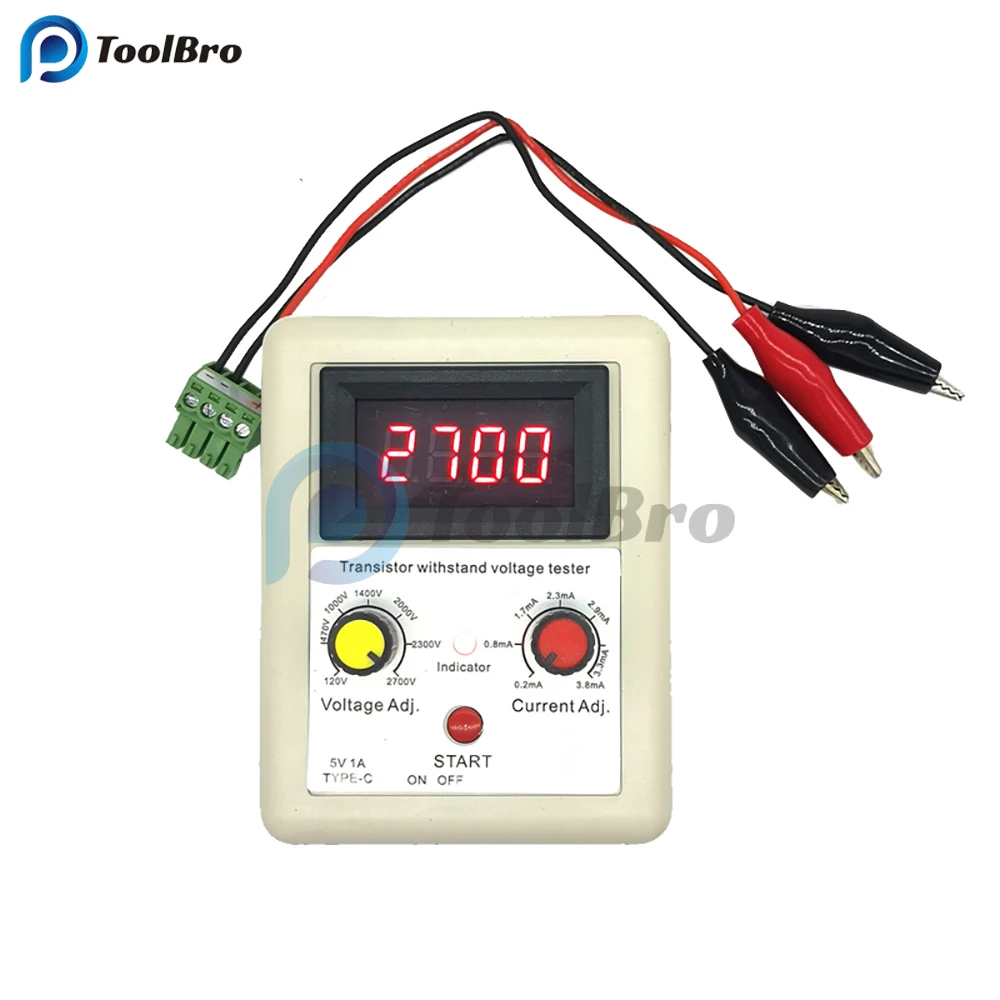 Type-C Digital Transistor Withstand Voltage Tester DC 120-2700V 0.2-3.8mA MOSFET Triode IGBT Diode Rectifier Capacitor Meter