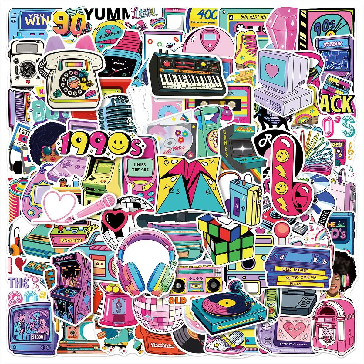 100-Pack Mixed 80s 90s Cartoon Graffiti Stickers Luggage Tablet Motorcycle Notebook Stationery Decorative Waterproof Stickers