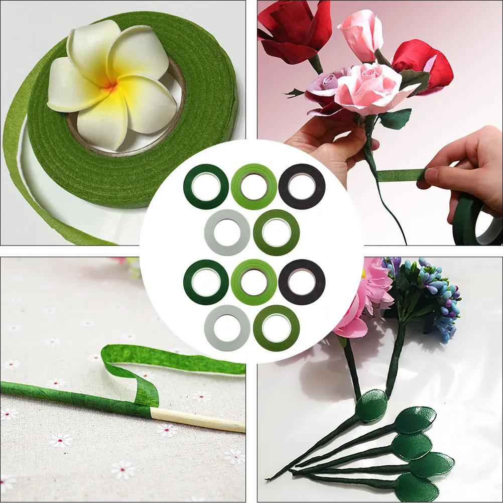 

10 Pcs Garland Paper Tape Floral Making Tool Plant DIY Tools for Flower Stem Green