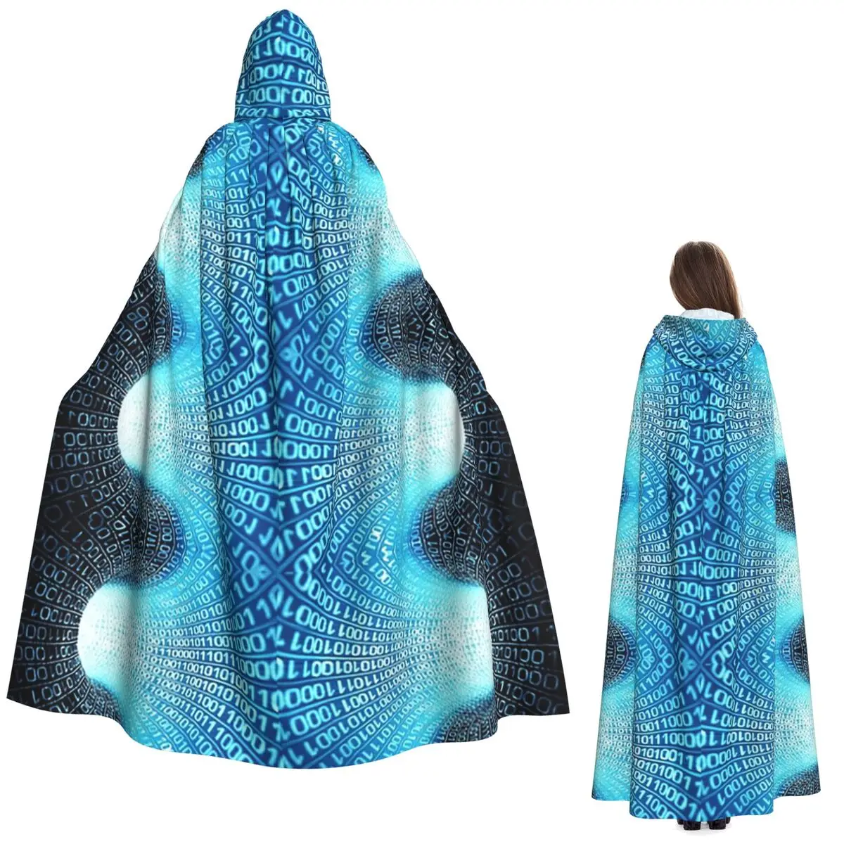 

Хакерский код, бинарный код, научный компьютер, длинный плащ с капюшоном, средневековый костюм ведьмы, накидка для косплея, Хэллоуин, вечеринка для взрослых, унисекс