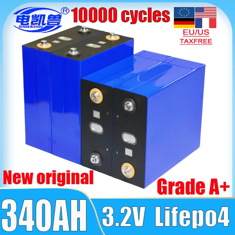 New 3.2V 340Ah 3C grade a cells Lifepo4 rechargeable battery DIY 12V 24V 48V lithium iron phosphate solar camping car battery