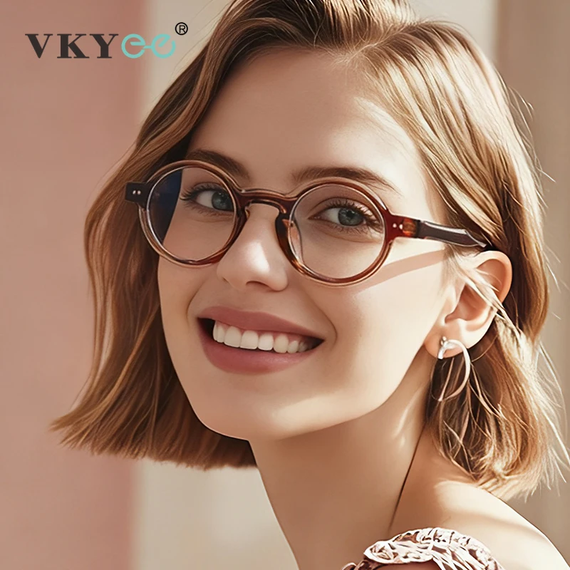 

VICKY персонализированные круглые геометрические модные дизайнерские женские очки для чтения с защитой от синего света, настраиваемые очки по рецепту LS085