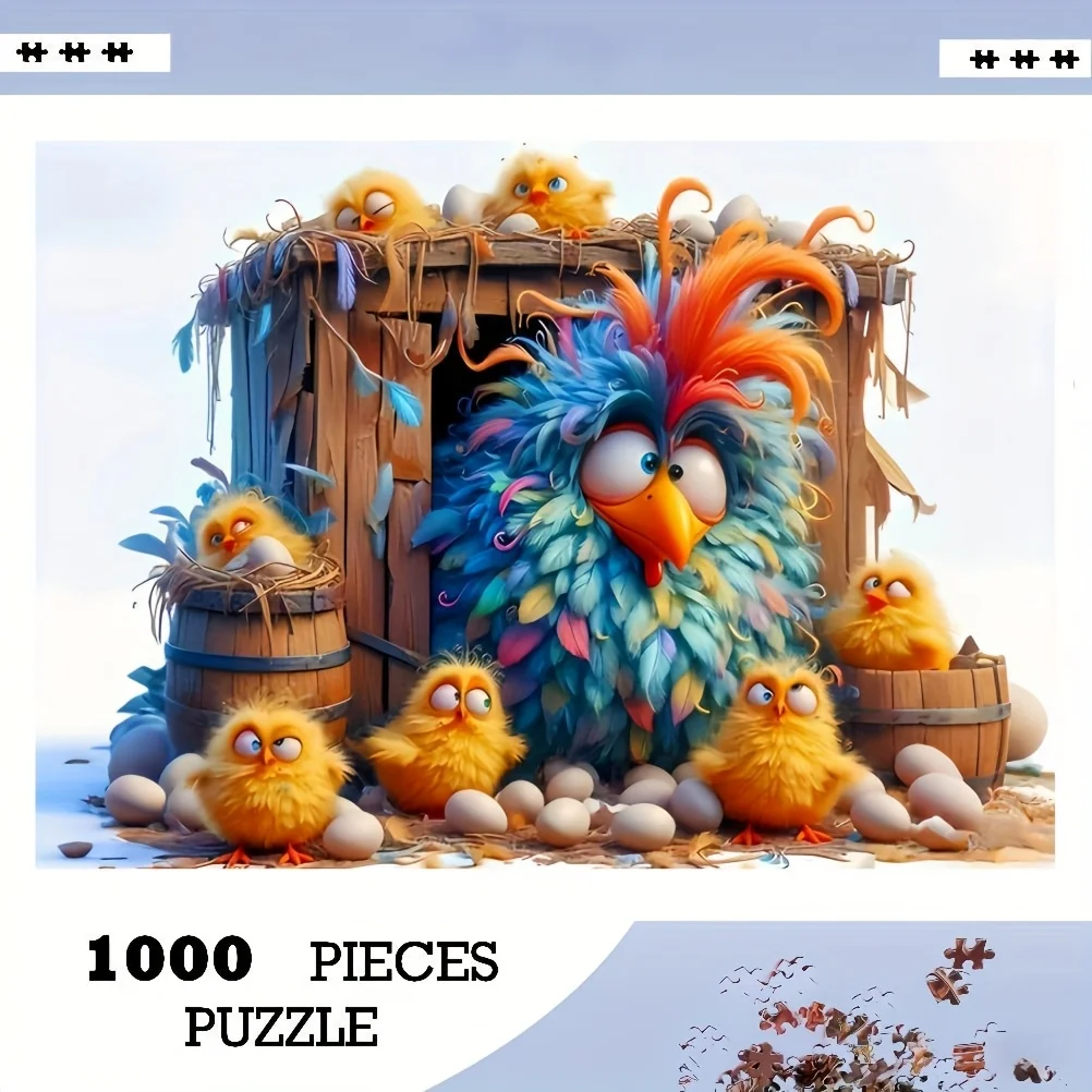 1000 stuks kleurrijke kippuzzel - levendige gemengde kleuren, uitdagend doe-het-zelf intellectueel spel voor volwassenen, familieplezier interactief P