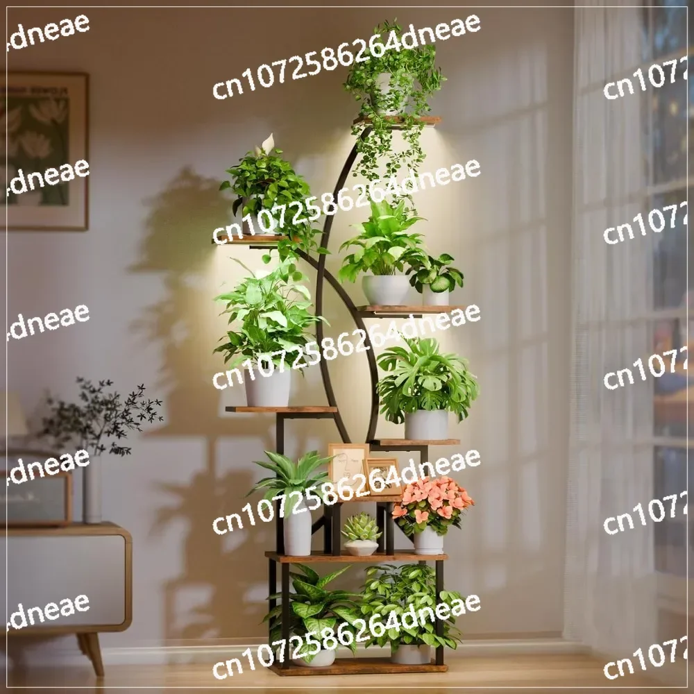 

Plant Stand Indoor with Grow Light, 8 Tiered Tall Plant Shelf for Plants Multiple, 65" Curved Shape Flower Holder Display Rack