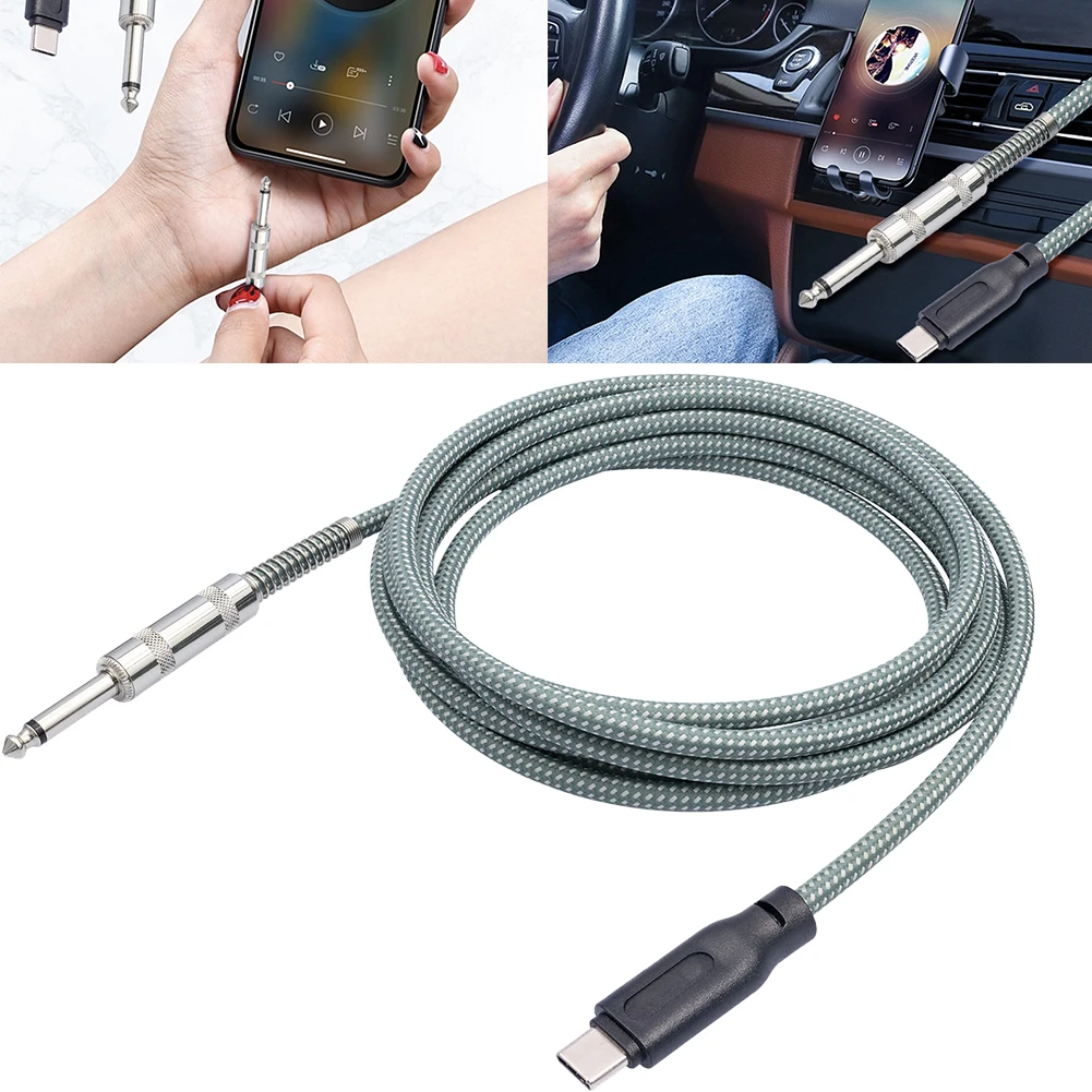 1/2/3/5M Guitar To USB C Record Cable 6.35mm 1/4 Inch Male Mono To Type C Male Cable for iPhone 15/15 Plus/15 Pro/15 Pro Max