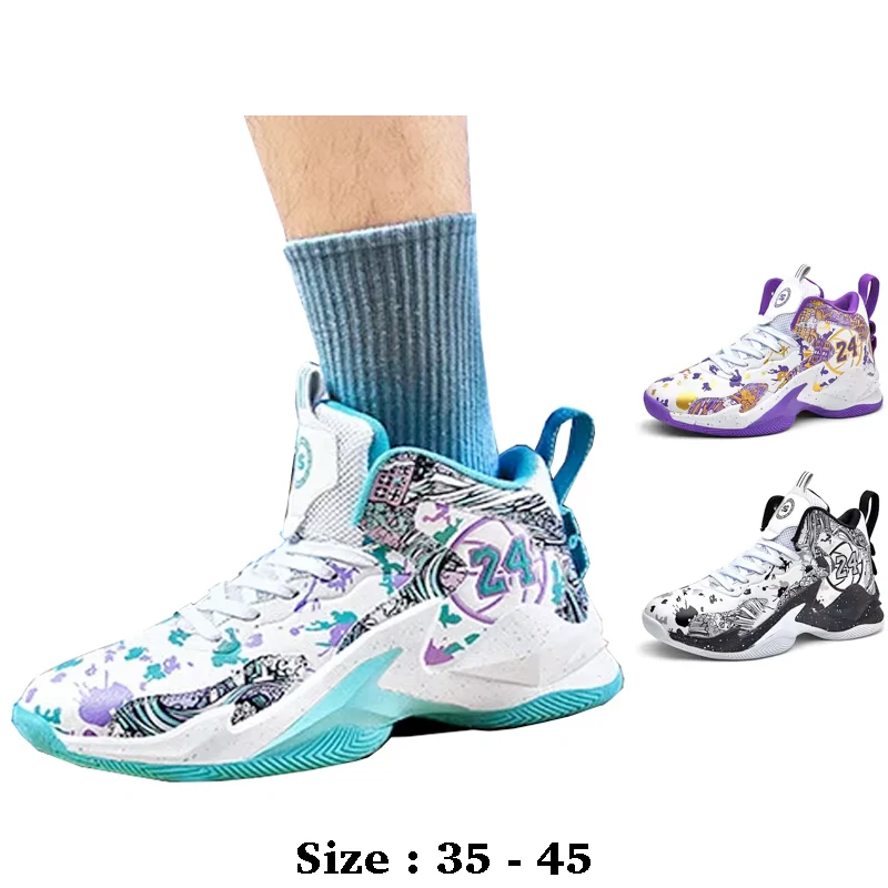 

High quality men leahter sport shoe vintage print new 2025 size 35 36 45 outdoor running basketball sneakers shoe purple green