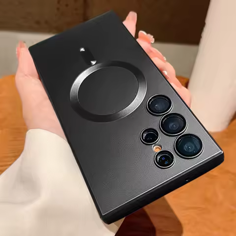 Luxury Matte Wireless Charging for Magsafe Cases for Samsung S23 S22 S24 Ultra S21 Fe Plus Magnetic Shockproof Bumper Back Cover