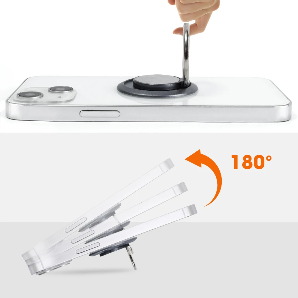 360Rotating Finger Ring Phone Holder Stand Grip Car Magnetic Suction Mount Phone Back Sticker Pad Universal Mobile Phone Bracket view 2