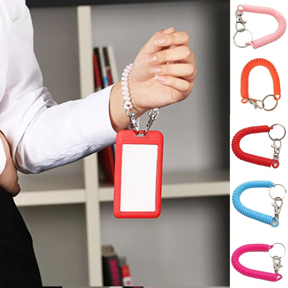 Anti-loss Keychain Spring Spiral Rope Key Chain Retractable Anti-Lost Phone Cord with Metal Carabiner Holder Straps Keyring