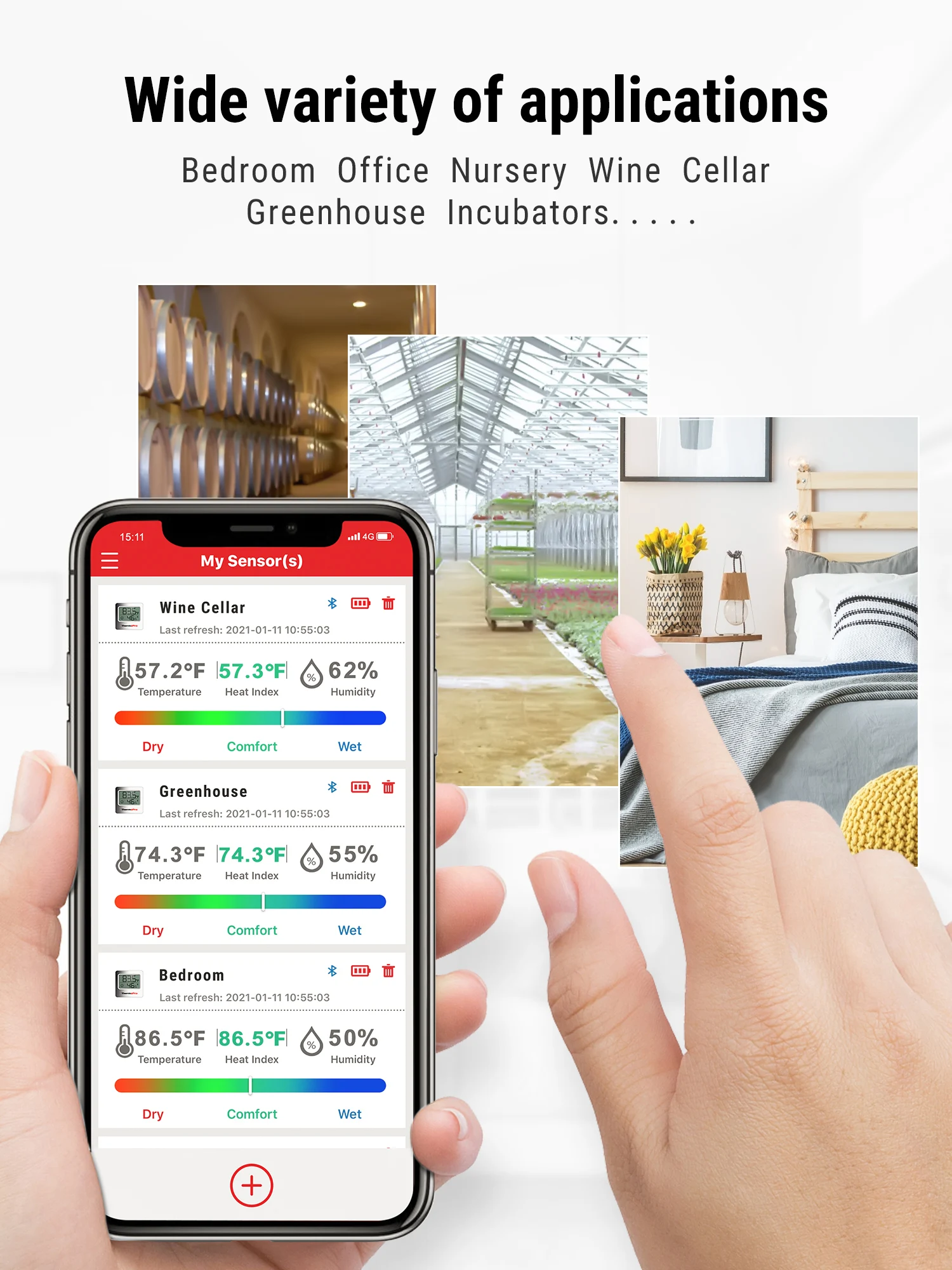TempPro TP359 Kabelloser 80M Bluetooth-verbundener Smartphone-App-gesteuerter Digitaler Innenraum-Thermometer Hygrometer mit Datengeschichte – Detail 8